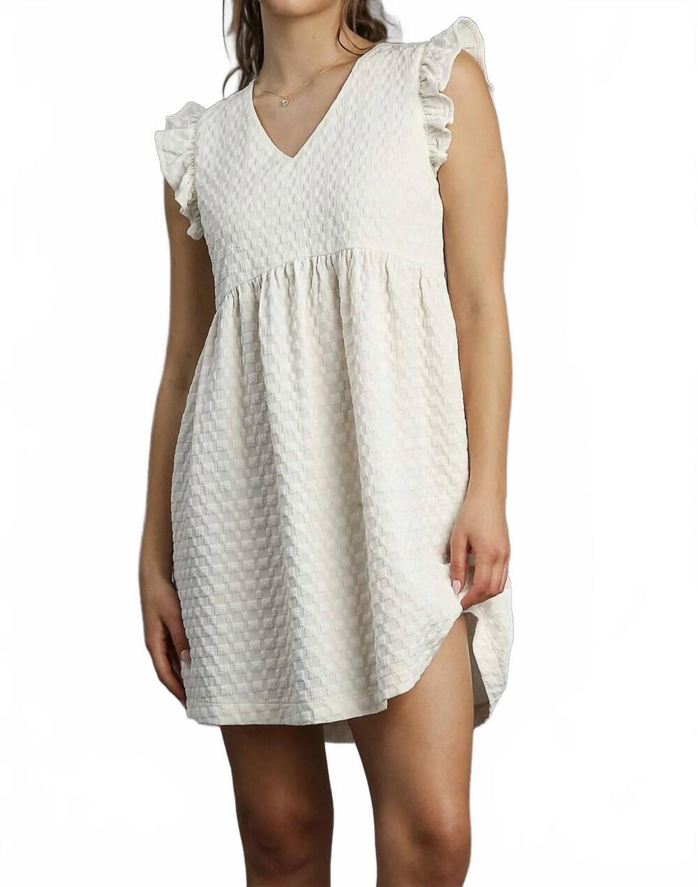 NEW UMGEE jacquard baby doll mini dress in cream